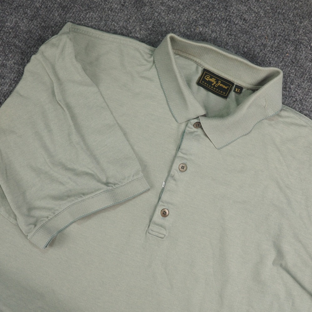 Bobby Jones Polo Shirt Mens XL Sage Green Solid Cotton Made in Italy Preppy Golf